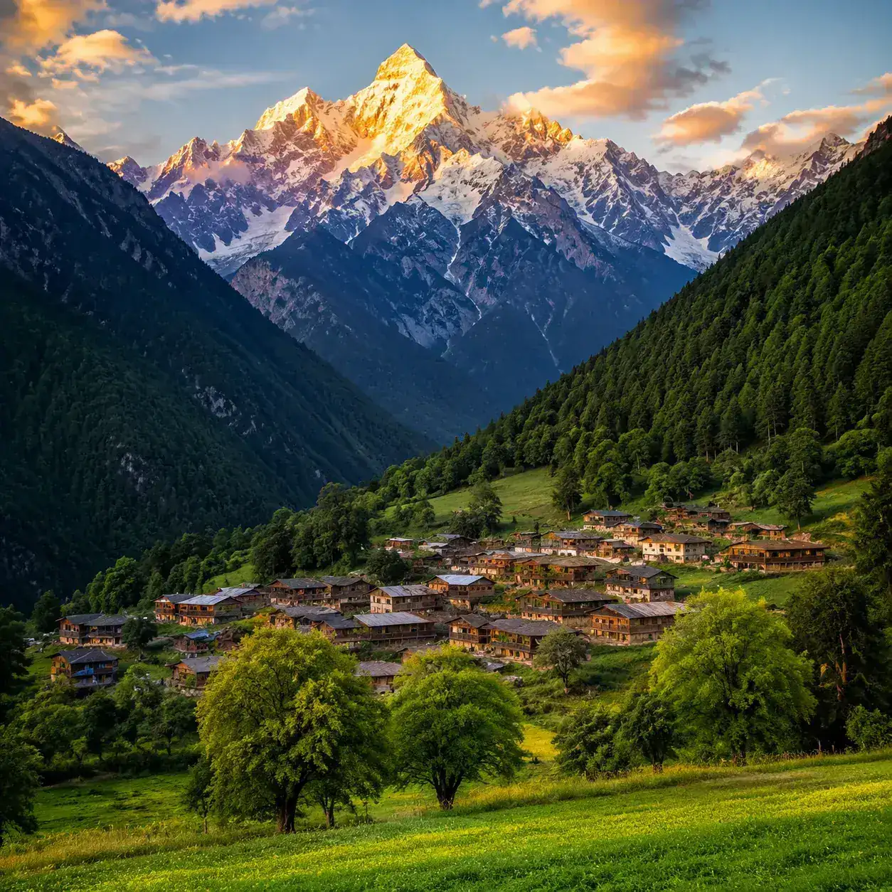 Remote Yubeng Village traditional Tibetan houses at foot of Meili Snow Mountain accessible only by hiking Yunnan China